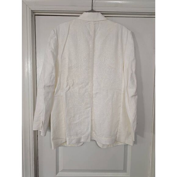 Banana Republic Lina Linen Blazer women's 10 white BR coastal SU 2024 one button - Picture 6 of 8